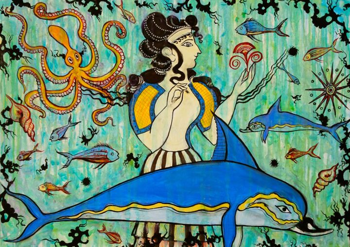 Pintura titulada "tsunami minoen" por Etzi, Obra de arte original, Oleo