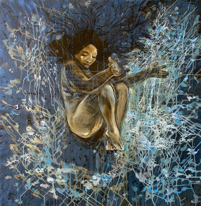 Peinture intitulée "immersion" par Etzi, Œuvre d'art originale, Huile
