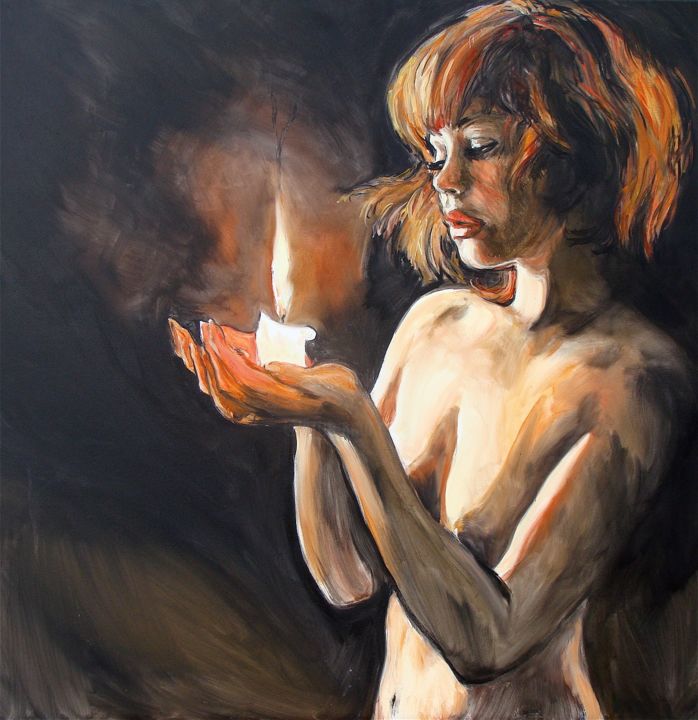 Painting titled "Lucie" by Etzi, Original Artwork, Oil