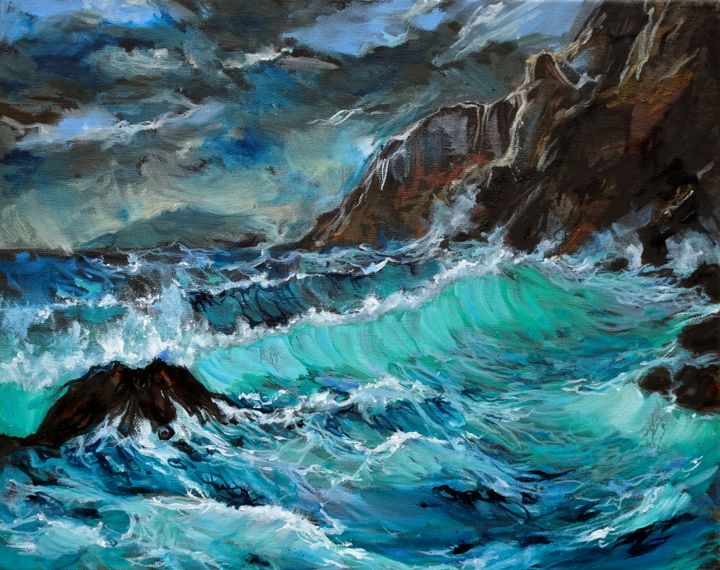 Pittura intitolato "la tempête" da Etzi, Opera d'arte originale, Olio