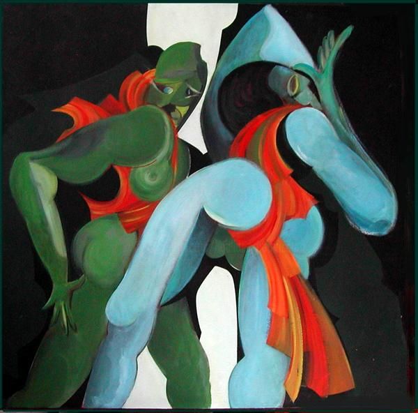 Painting titled "La danza" by Euclides Bernasconi Castellano, Original Artwork, Other