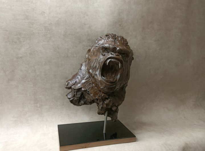 Sculpture intitulée "Gorille" par Eudes Volet, Œuvre d'art originale, Résine