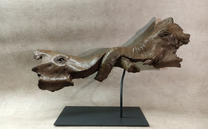 Sculpture intitulée "Le câlin" par Eudes Volet, Œuvre d'art originale, Résine