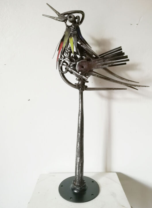 Sculpture titled "piou-piou Lucien" by Bal, Original Artwork, Metals