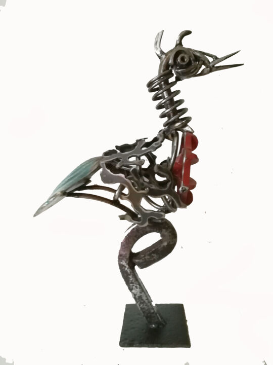 Sculpture titled "piou-piou Morgan" by Bal, Original Artwork, Metals
