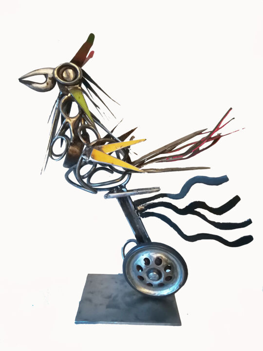 Sculpture titled "Couplair" by Bal, Original Artwork, Metals