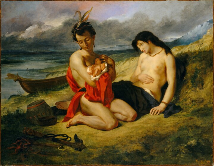 Painting titled "The Natchez" by Eugene Delacroix, Original Artwork, Oil