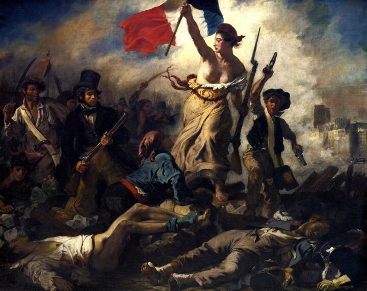 Pittura intitolato "Liberty Leading the…" da Eugene Delacroix, Opera d'arte originale, Olio