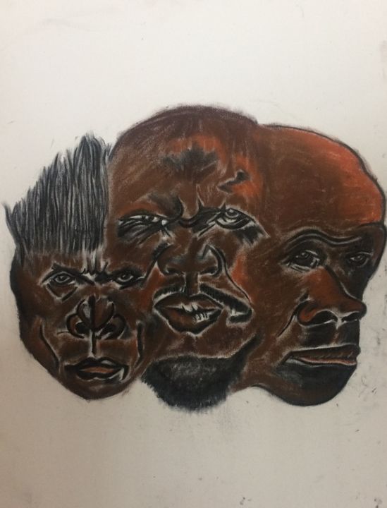 Drawing titled "Evolution" by Eugene Kyalo, Original Artwork, Charcoal