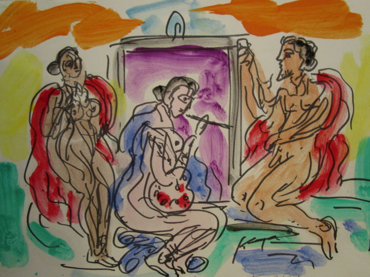 제목이 "Femme grecque peint…"인 미술작품 Eugenio Otero Vilchez로, 원작, 기름