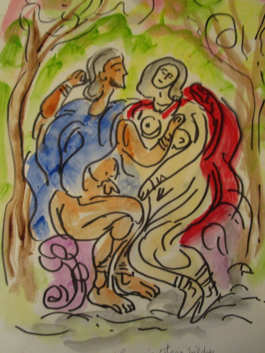 「Les amoureux grecs」というタイトルの絵画 Eugenio Otero Vilchezによって, オリジナルのアートワーク, オイル