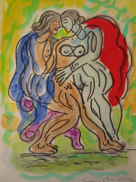 Ζωγραφική με τίτλο "Amoureux grecs" από Eugenio Otero Vilchez, Αυθεντικά έργα τέχνης, Λάδι