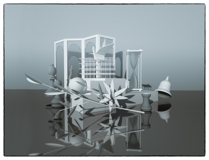 Digitale Kunst mit dem Titel "Theater of Things-3" von Eugene Pitenin, Original-Kunstwerk, 3D Modellierung