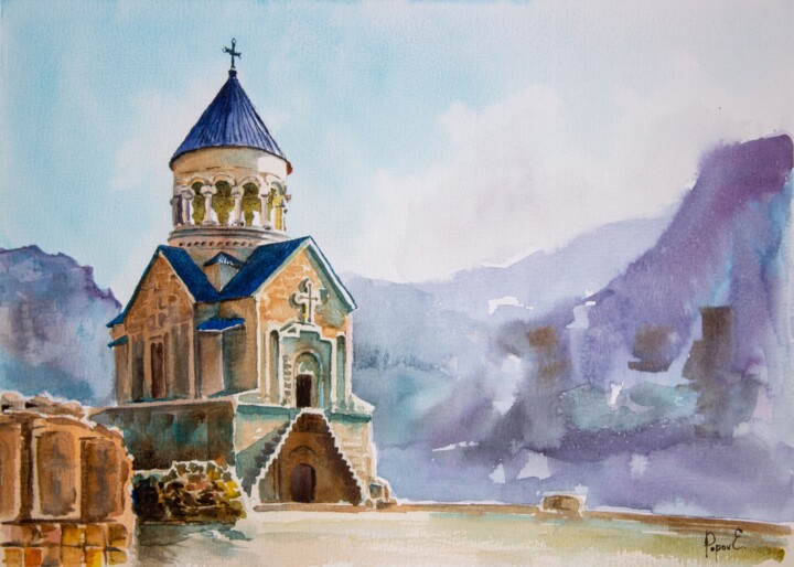 Картина под названием "Monastery Noravank,…" - Eugene Popov, Подлинное произведение искусства, Акварель