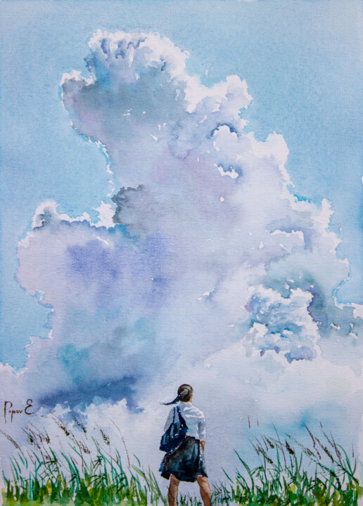 Painting titled "Looking for the hug…" by Eugene Popov, Original Artwork, Watercolor