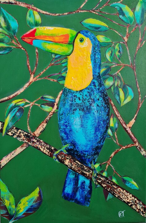 Ζωγραφική με τίτλο "Toucan bird" από Eugenia Chicu Touma, Αυθεντικά έργα τέχνης, Ακρυλικό Τοποθετήθηκε στο artwork_cat.