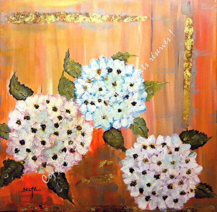 Painting titled "Hortensia" by Eugenia Delad, Original Artwork, Acrylic