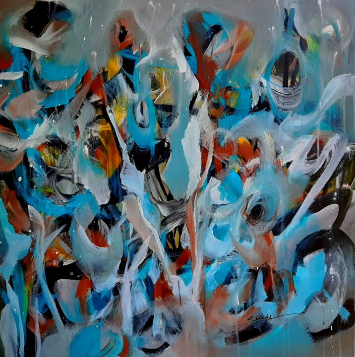 Peinture intitulée "Blue... symphony" par Eugenia Delad, Œuvre d'art originale, Acrylique