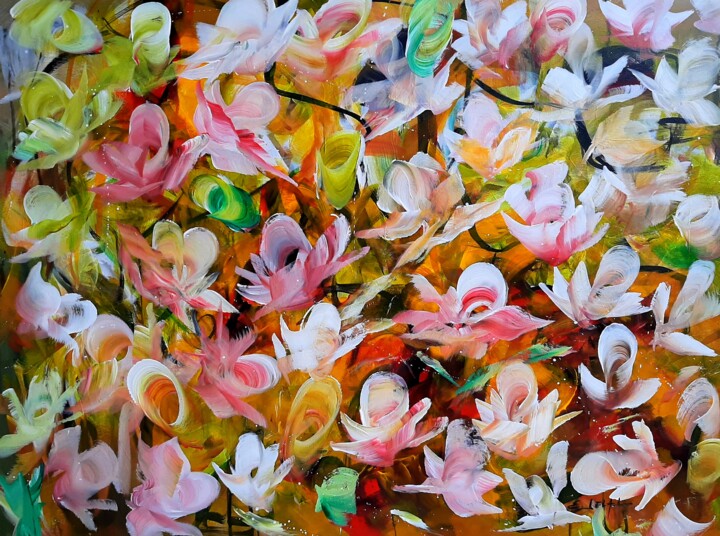 Peinture intitulée "Flower times" par Eugenia Delad, Œuvre d'art originale, Acrylique