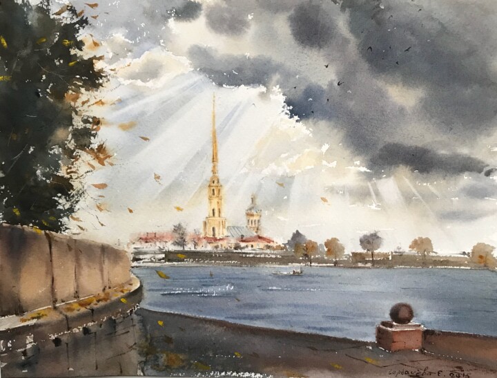 Peinture intitulée "The Peter and Paul…" par Eugenia Gorbacheva, Œuvre d'art originale, Aquarelle