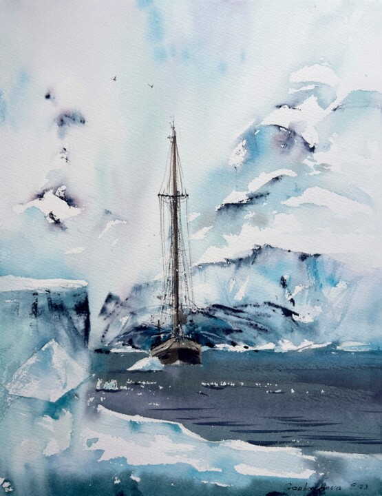 Peinture intitulée "Greenland #4" par Eugenia Gorbacheva, Œuvre d'art originale, Aquarelle