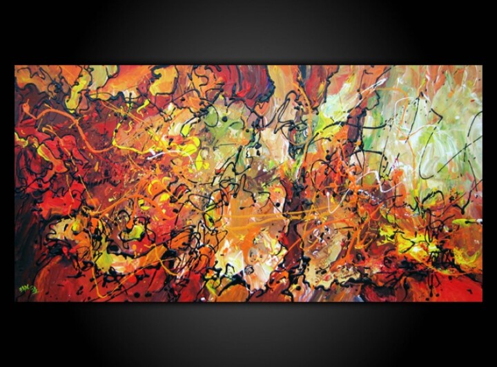 Painting titled "Fire of Love" by Eugenia Mangra, Original Artwork, Oil