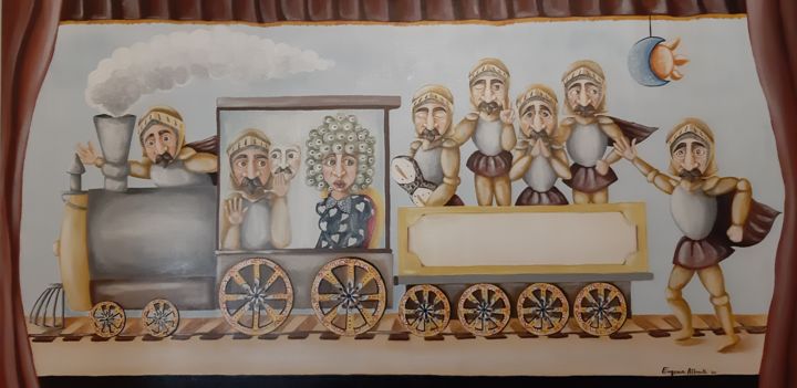 Painting titled "Il Treno" by Eugenia Affronti, Original Artwork, Acrylic