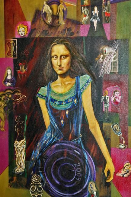 Pintura titulada "Mona Lisa Anoréxica" por Maria Eugênia Simões, Obra de arte original, Oleo