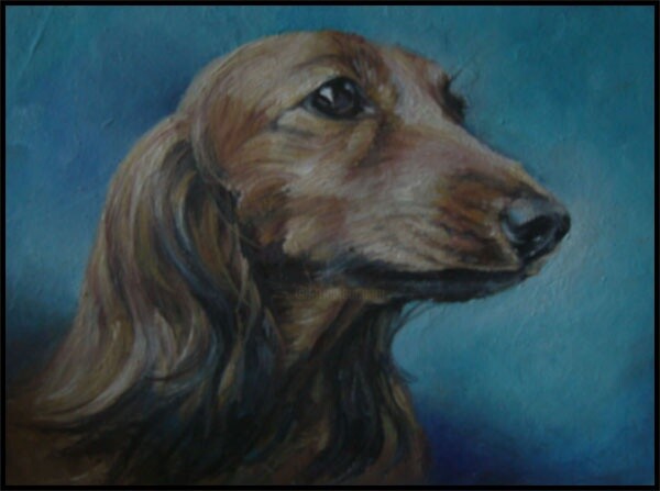 Painting titled "chien" by Eugenie Ch., Original Artwork, Oil