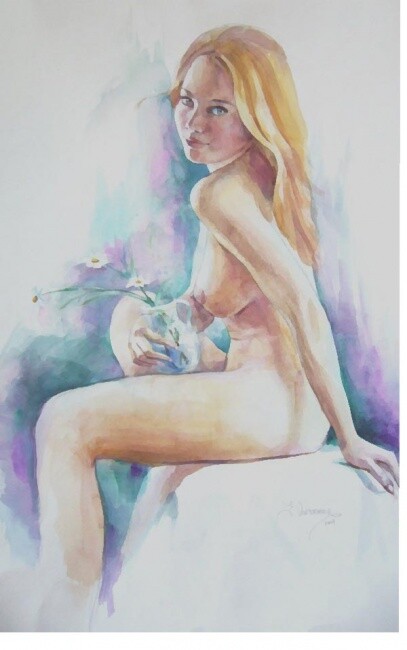 Картина под названием "nue" - Eugenie Ch., Подлинное произведение искусства, Масло