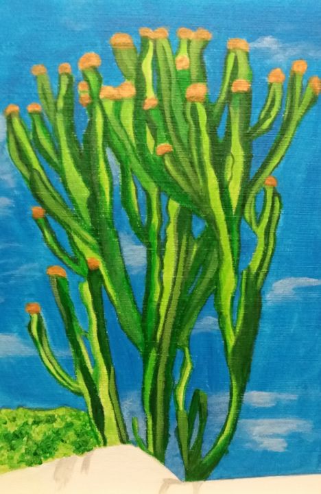 Peinture intitulée "Cactus" par Eugénie Lopez, Œuvre d'art originale, Acrylique