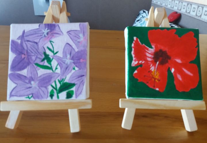 Peinture intitulée "Fleurs" par Eugénie Lopez, Œuvre d'art originale, Acrylique