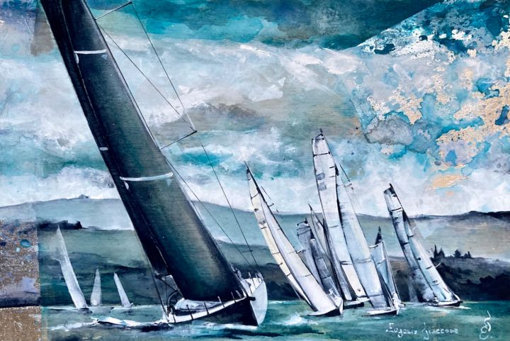 Pintura titulada "Paesaggio marino" por Eugenio Giaccone, Obra de arte original, Acrílico