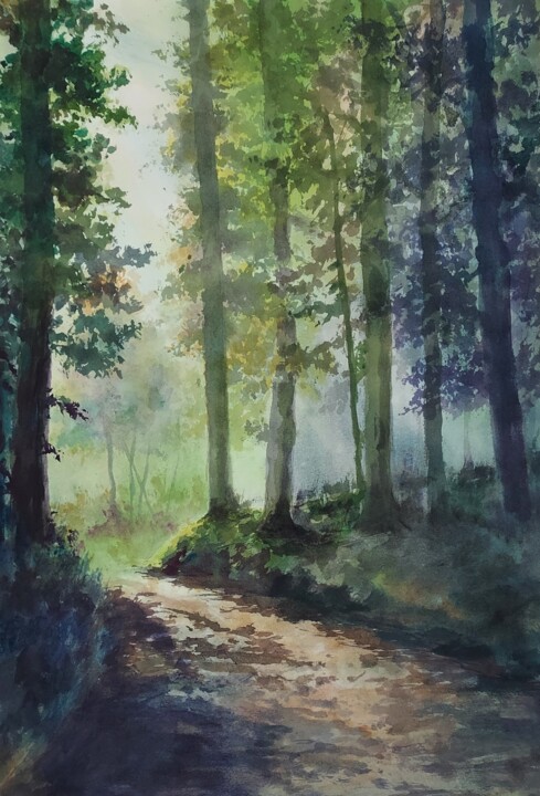 "Forest path" başlıklı Tablo Eugis Eidukaitis tarafından, Orijinal sanat, Suluboya