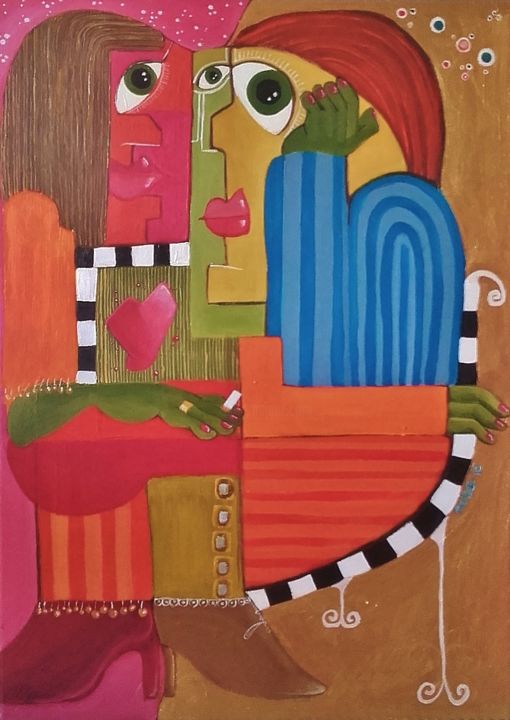 Peinture intitulée "Conversation" par Euka, Œuvre d'art originale, Acrylique