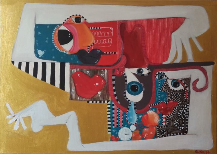 Peinture intitulée "Conversation II" par Euka, Œuvre d'art originale, Acrylique