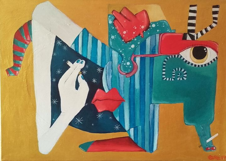 Peinture intitulée "APIS AND ME" par Euka, Œuvre d'art originale, Acrylique