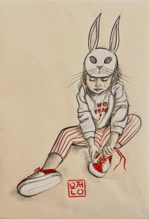 Zeichnungen mit dem Titel "no fear" von Natalie Part, Original-Kunstwerk, Bleistift