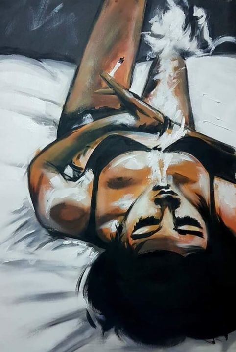 Painting titled "Ludivine - escape" by Bswalid, Original Artwork, Acrylic