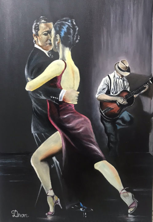 Painting titled "Tango" by Cezar Dron, Original Artwork, Oil
