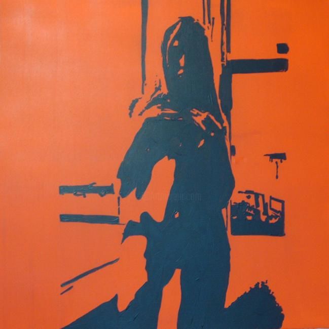 Painting titled "noir et rouge 1" by Fabien Lheuillier, Original Artwork, Acrylic