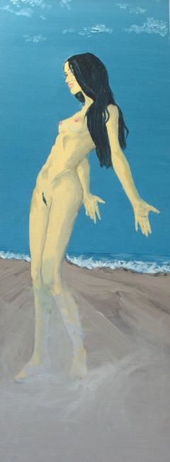 Pintura intitulada "nue a la plage" por Fabien Lheuillier, Obras de arte originais, Óleo