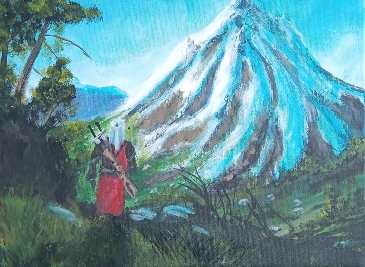 Painting titled "Witcher" by Eva Andre, Original Artwork, Acrylic Mounted on Wood Stretcher frame