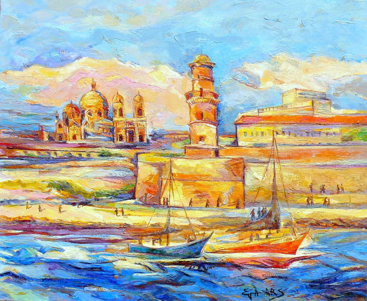 Painting titled "Le Vieux - Port Mar…" by Eva Ars, Original Artwork, Oil