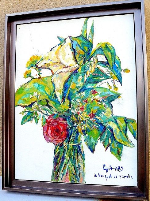 Painting titled "Le bouquet de jardin" by Eva Ars, Original Artwork, Oil