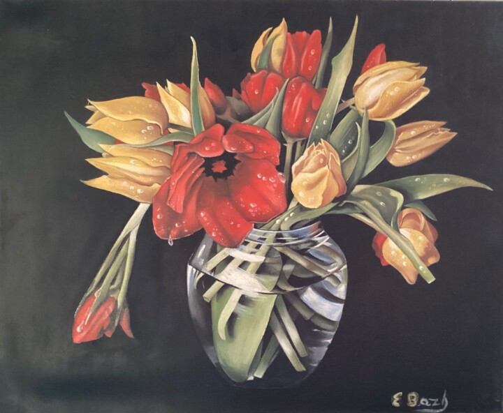 Pittura intitolato "Blossoms of Serenity" da Eva Bazhenova, Opera d'arte originale, Olio