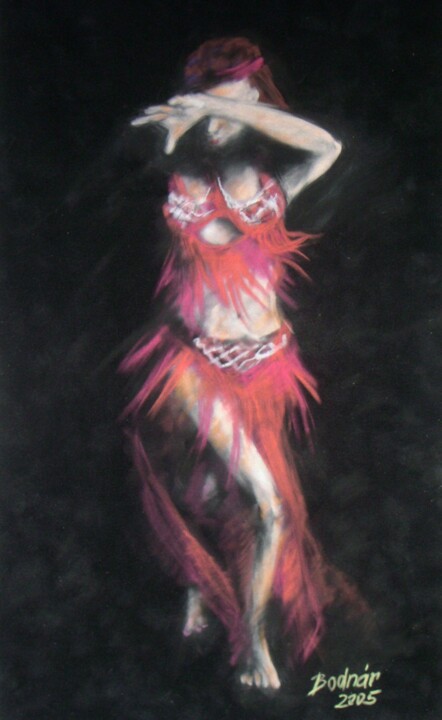 Rysunek zatytułowany „Dancer / Táncosnő” autorstwa Eva Bodnar, Oryginalna praca, Pastel