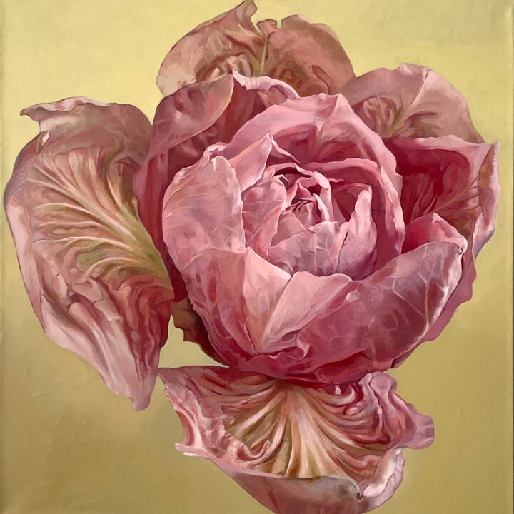 Painting titled "Pink Radicchio" by Eva Buchmuller, Original Artwork, Acrylic Mounted on Wood Stretcher frame