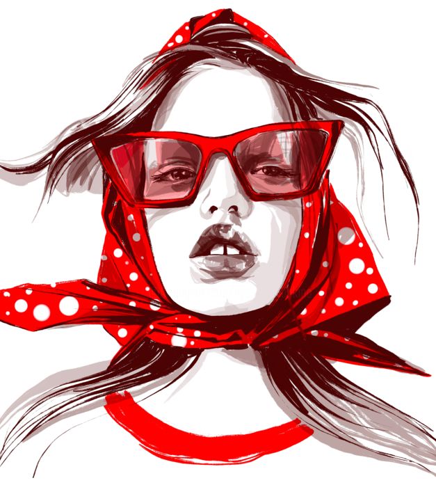Цифровое искусство под названием "red glasses" - Evgeniya Abramova, Подлинное произведение искусства, Цифровая живопись