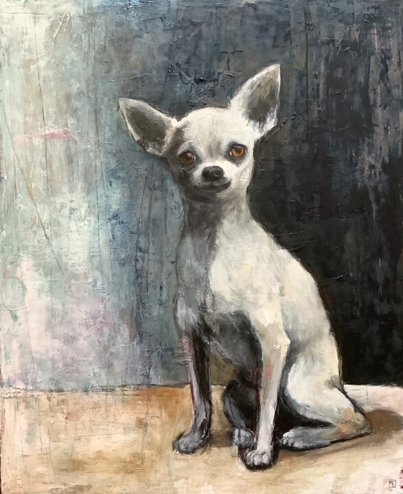 Painting titled "CHIHUAHUA" by Eva Fialka, Original Artwork, Acrylic Mounted on Wood Stretcher frame